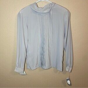 Christian Dior Chemises Mock Neck Blouse 70s size 6 pleated NWT Vintage